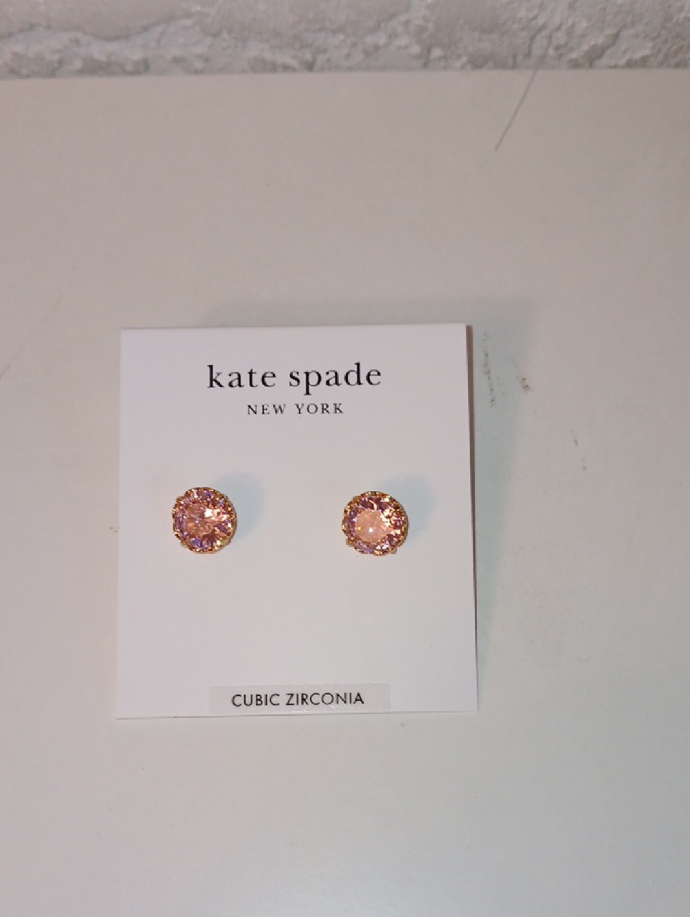 kate spade rose gold and pink crystal stud earrings